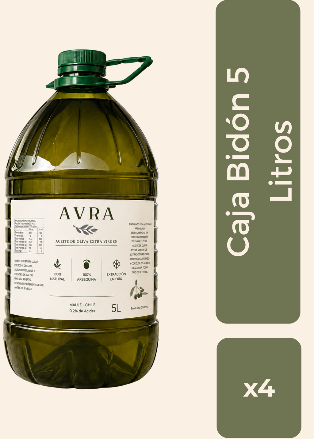 Caja de 4 Bidones · Aceite de Oliva Extra Virgen