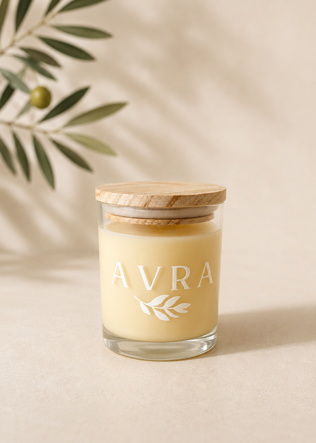 Vela Aromática 260 g · Con aceite de oliva